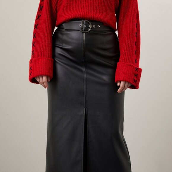 Plus Size Faux Leather Maxi Skirt - Picture 3 of 4